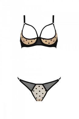 Еротичний комплект Passion MARINA SET WITH OPEN BRA, XXL/XXXL, beige, відкриті чашки SO9734 фото