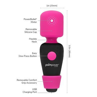 Мини вибромассажер PalmPower Pocket с чехлом на молнии, водостойкий, перезаряжаемый, длина 9 см SO2735 фото