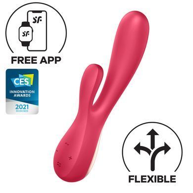 Смарт вібратор-кролик Satisfyer Mono Flex Red, 2 мотори, керування через інтернет SO3900 фото