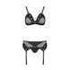 Комплект белья Passion NESSY SET XXL/XXXL black, бюстгальтер, пояс для чулок, стринги SO8459 фото 3
