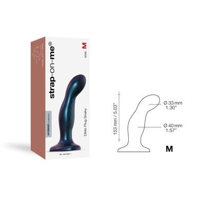Дилдо Strap-On-Me DILDO PLUG SNAKY METALLIC BLUE, розмір M, діаметр 4 см, ввідна довжина 15,3 см SO6825 фото
