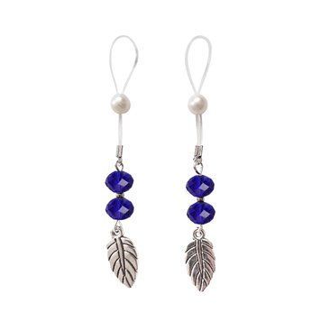 Прикраси з намистинами та листочком для сосків Art of Sex &ndash; Nipple Jewelry Leaf, сині SO5395 фото