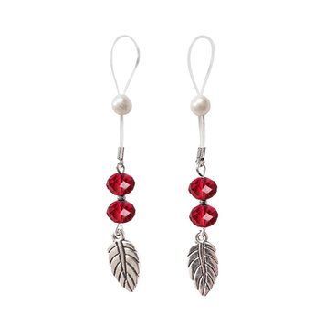 Прикраси з намистинами та листочком для сосків Art of Sex &ndash; Nipple Jewelry Leaf, червоні SO5396 фото