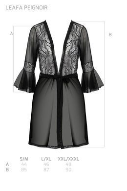 Пеньюар Passion LEAFA PEIGNOIR black XXL/XXXL - ECO Passion SX0508 фото