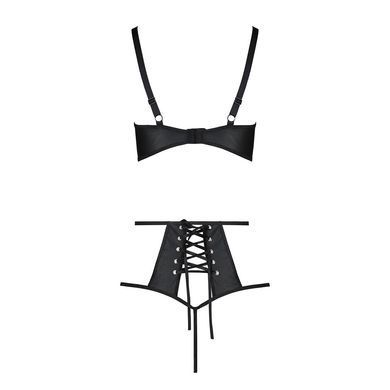 Комплект белья Passion TASMINA SET XXL/XXXL black, лиф, высокие трусики с корсетом сзади SO8492 фото
