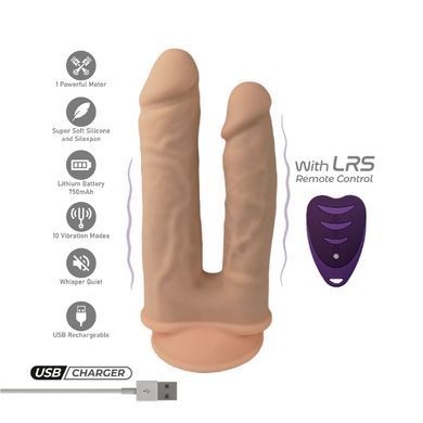 Подвійний фалоімітатор з вібрацією SilexD Double Gusto Vibro Flesh (Model 1 size 8" & 7") + LRS, діаметр 4,5 см та 3,7 см SO8209 фото