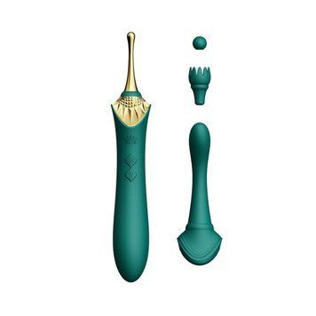Вагинально-клиторальный вибратор Zalo &mdash; Bess Turquoise Green, многофункциональный с насадками SO6652 фото