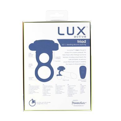 Двойное эрекционное кольцо с вибрацией Lux Active -Triad - Vibrating Dual Cock Ring, пульт ДУ SO5575 фото