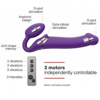 Безремінний страпон з вібрацією Strap-On-Me Vibrating Violet XL, діам. 4,7см, пульт ДК, регульований SO3827 фото