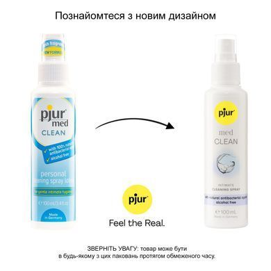 Очищувальний спрей pjur med CLEAN 100 мл для ніжної шкіри та іграшок, антибактеріальний PJ10440 фото