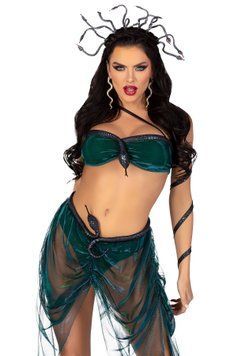 Еротичний костюм Медузи Горгони Leg Avenue Medusa Costume L, топ, спідниця, нарукавники, прикраси SO9214 фото