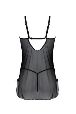 Пеньюар Passion DROSERA CHEMISE black, L/XL, мереживний ліф зі стрепами, трусики в комплекті SX0473 фото