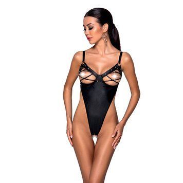 Боді з екошкіри Passion CELINE BODY XXL/XXXL, black, з доступом, відкритий SO6405 фото